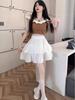Women's White Ballet-Style Puff Mini Skirt: A-Line Petite Summer Skirt