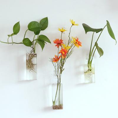 Glass Flower Vase Hanging Wall Fish Tank Creative Water Planting Home Decoration Flower Planter Container 6x15cm