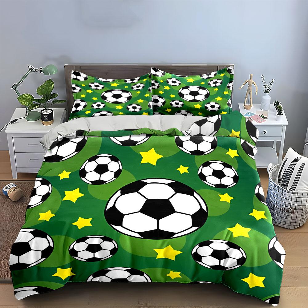 Soccer-Themed Decor Set For Kids Exquisite Three-Piece Bedding Set Gift For Kids And Adults