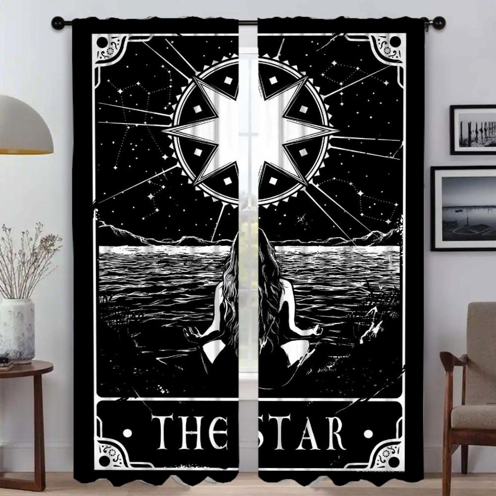 Read the Tarot Cards Elegant Room Curtains for Living Room Blackout Curtain Tulle for Bedroom Home Interior Curtains 2 Pieces