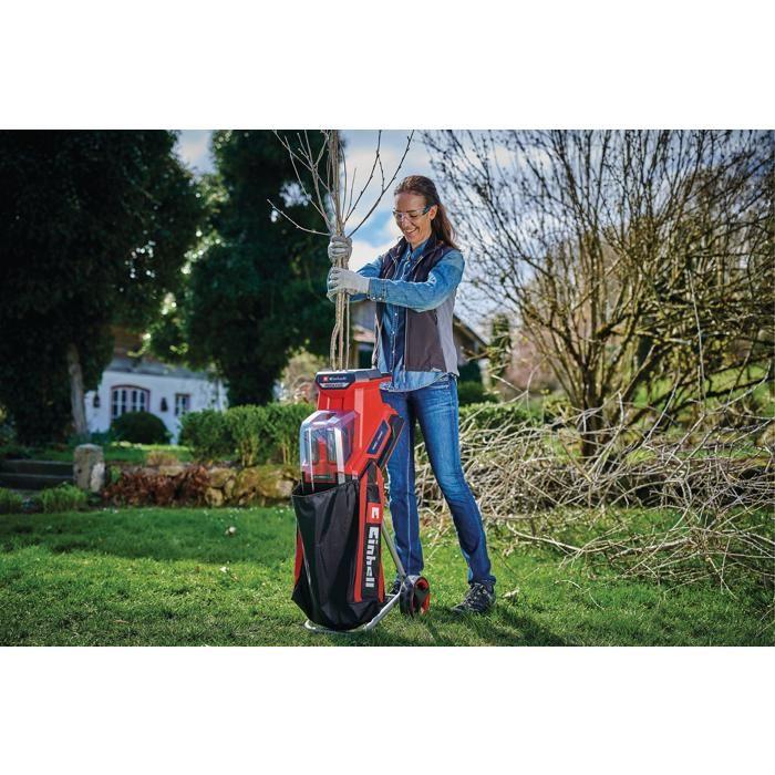 Einhell Broyeur de végétaux sans fil REDAXXO 36/25 Solo PXC (36V, sac collecteur 55L) Livré sans Batterie ni Chargeur