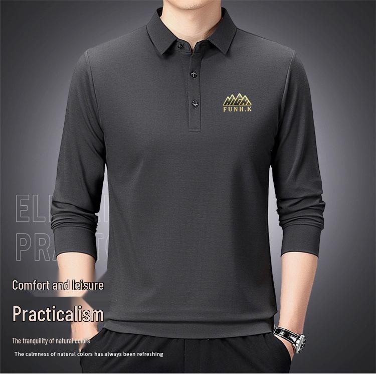 2025 Spring/Autumn Men's Lapel Long Sleeve Casual Soft Comfortable POLO Shirt Set