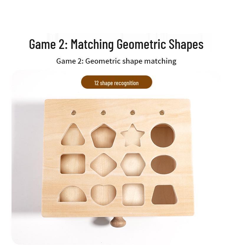 Multifunctional Baby Geometric Shape Sorter: Early Education Toy with Multi-Hole Design & Bead Stringing
