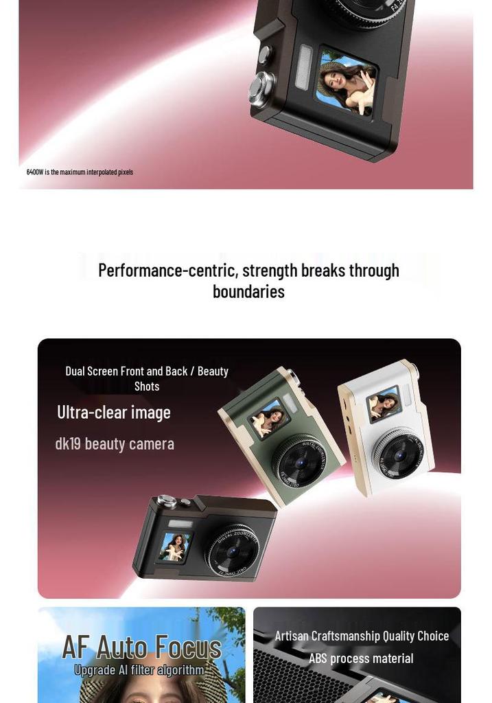 26-Year Explosive Dual-Screen Digital Camera with Cold White Skin Filter, Beauty Vlog Close-Up Light