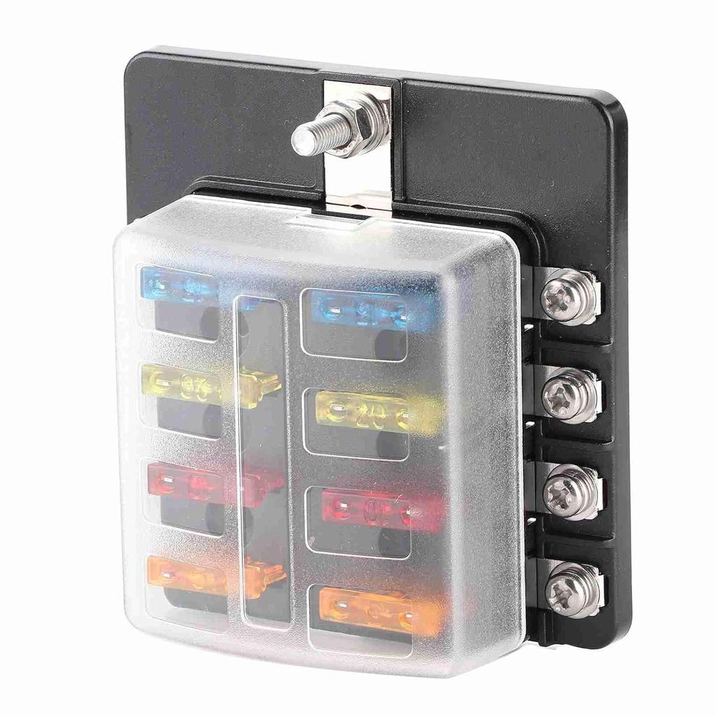 8-Way Water Proof Fuse Block with LED Indicator, Screw Nut Terminal Box for Car Boat Marine