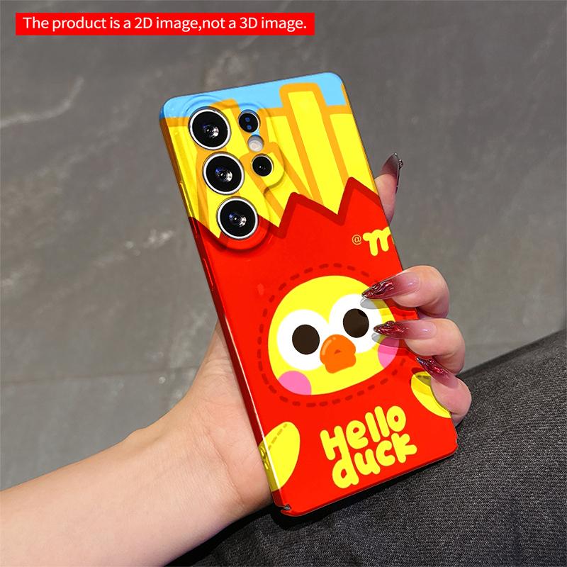 2DFlat Samsung phone case Hello Duck Fries Fun Phone Case Applicable to Galaxy S22 S23 S24 S25ULTRA S26 A12 A13 A14 A15 A16 A34 A35 A54 A55