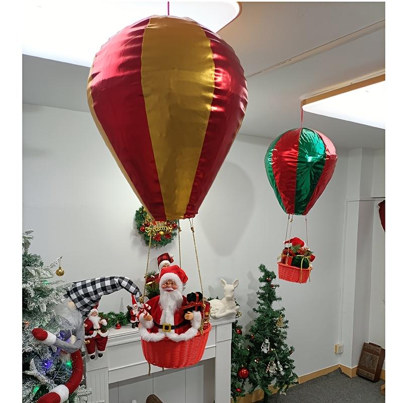 Hot Air Balloon Decoration Santa Claus in Bakset Hanging Christmas Pendant Gift Bedroom Living Room Decor Holiday Party Decor