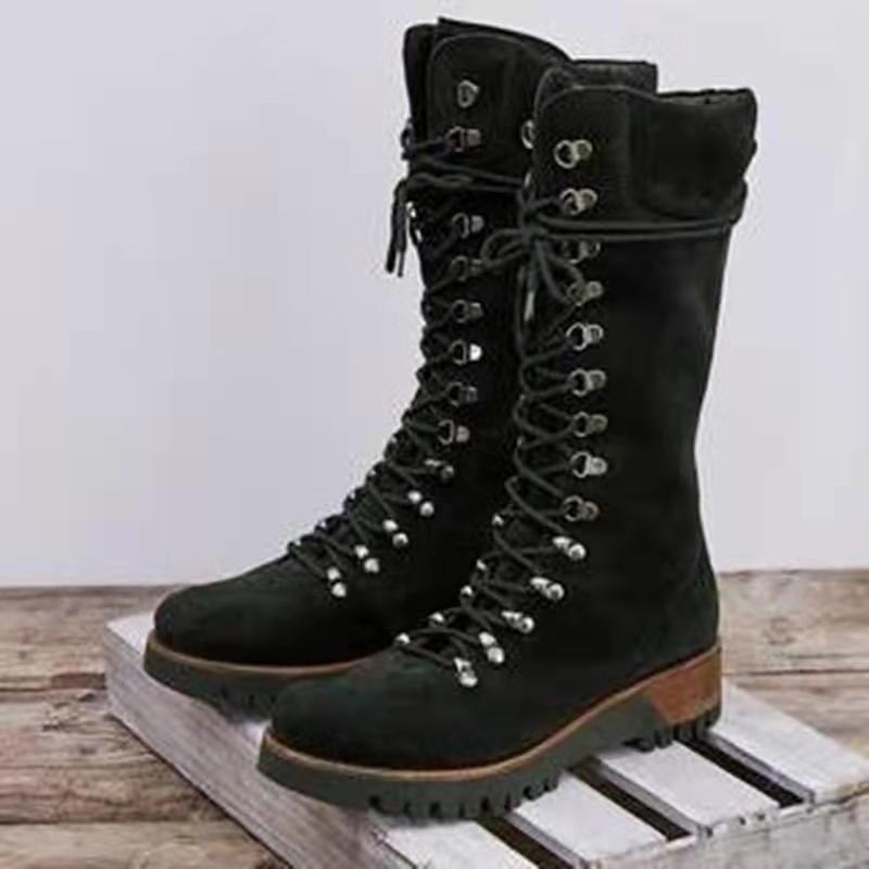 Fashion New Style Women's Boots Spring Fashion Women's Casual Shoes Mid-calf Boots Lace Up Comfortable Women's Sneakers Zapatos Mujer