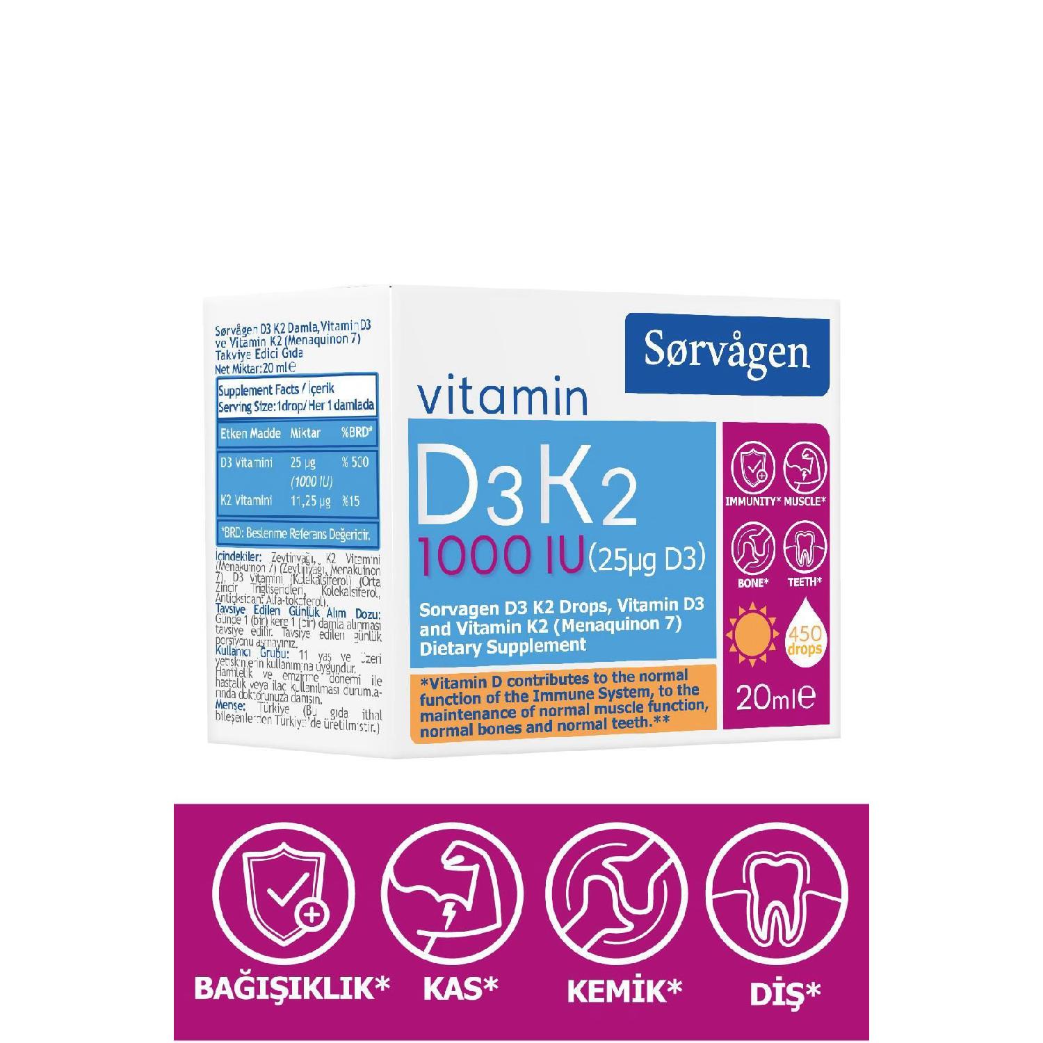 

D3k2 Drop (1000 Iu) 20 ml (vitamin D3 Originated From Germany)