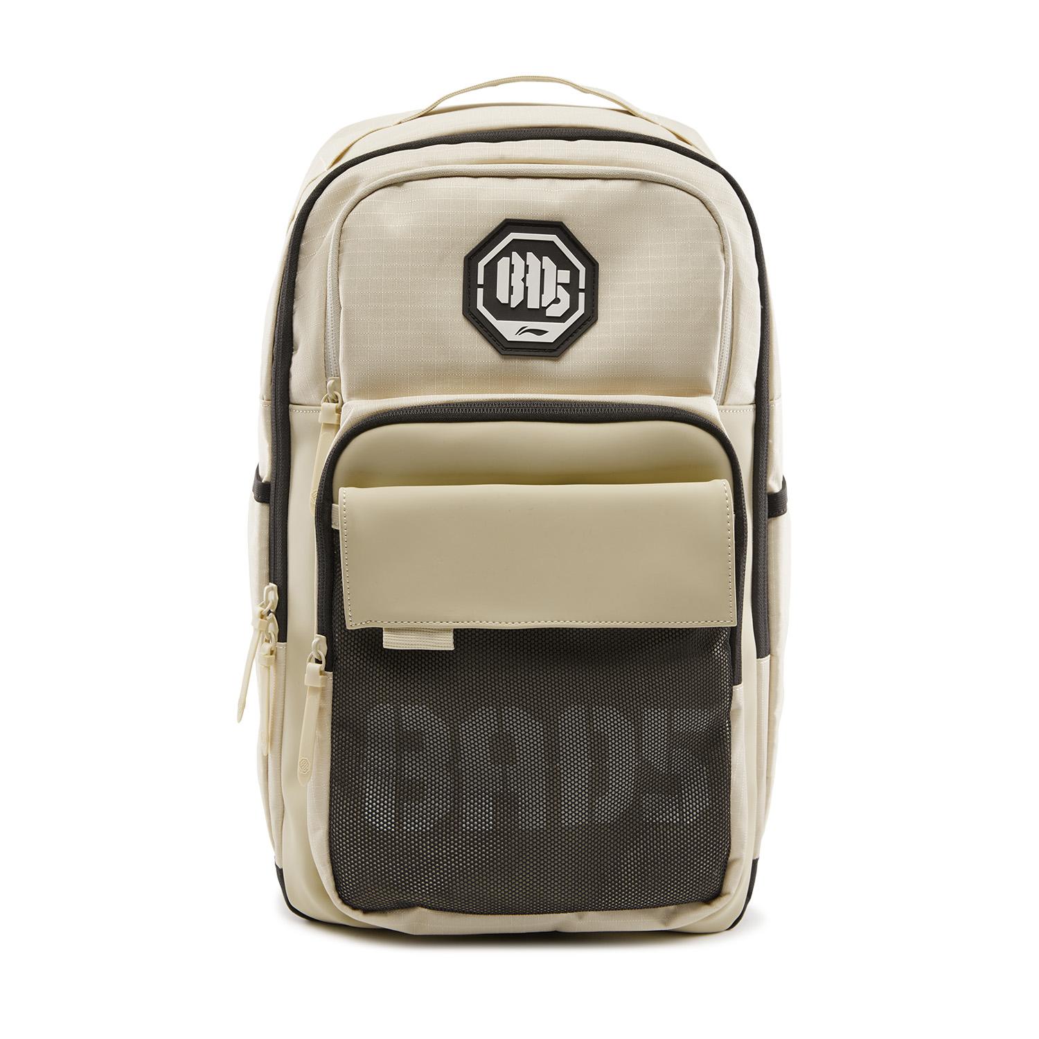 Li Ning Polyester Backpack Unisex Plain Khaki ABSV227-2