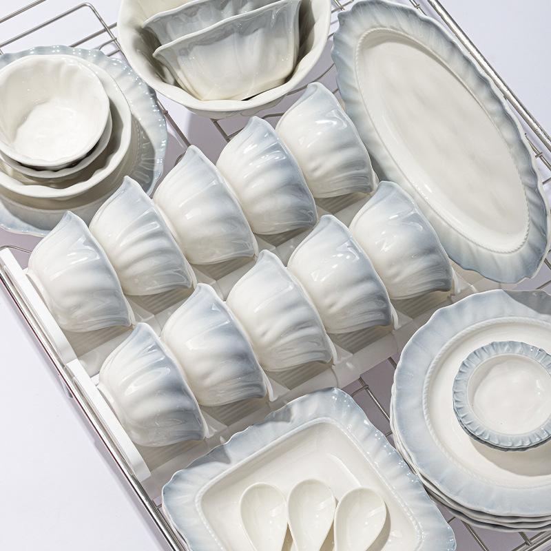 Yanyu Jiangnan Dishes Set Underglaze Color Ceramic Bowl Housewarming Gift Advanced Ceramic Tableware Gradual Change