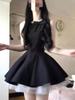 French rich daughter black vest dress women's summer Hepburn style birthday dress princess fluffy dress