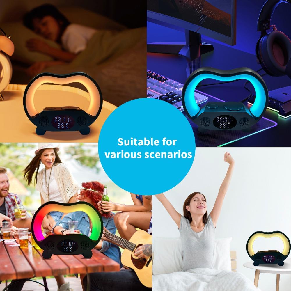 6 IN 1 Multifunction Wireless Charger Night Light and Clock Best Birthday Gift