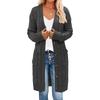 Damen S Lang V-Ausschnitt Knopf Tasche Strick Cardigan Pullover