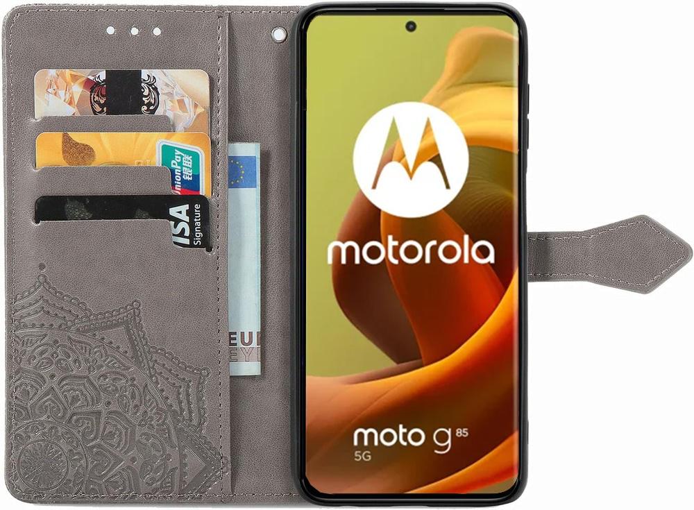 Flip Case for Motorola Moto G85, Mandala, Gray