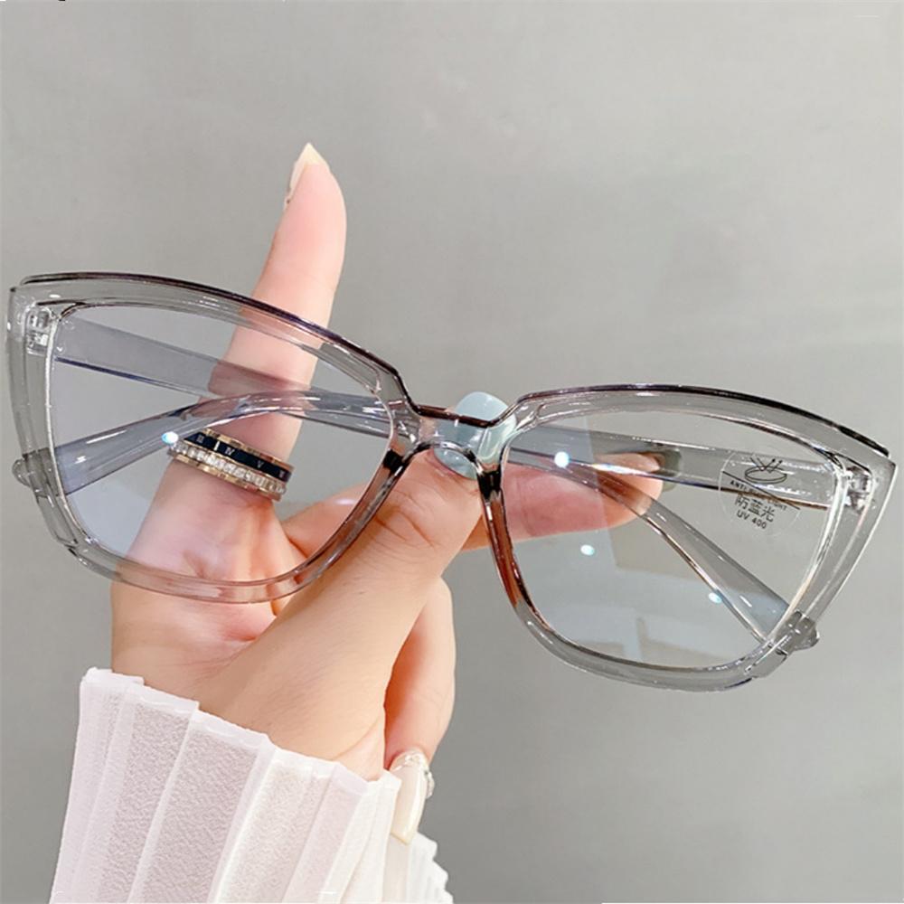 Fashion Anti-Blue Light Cat Eye Glasses Simple Frame Eyeglasses for Women and Men Ultra Light Unisex Transparent Eyewear