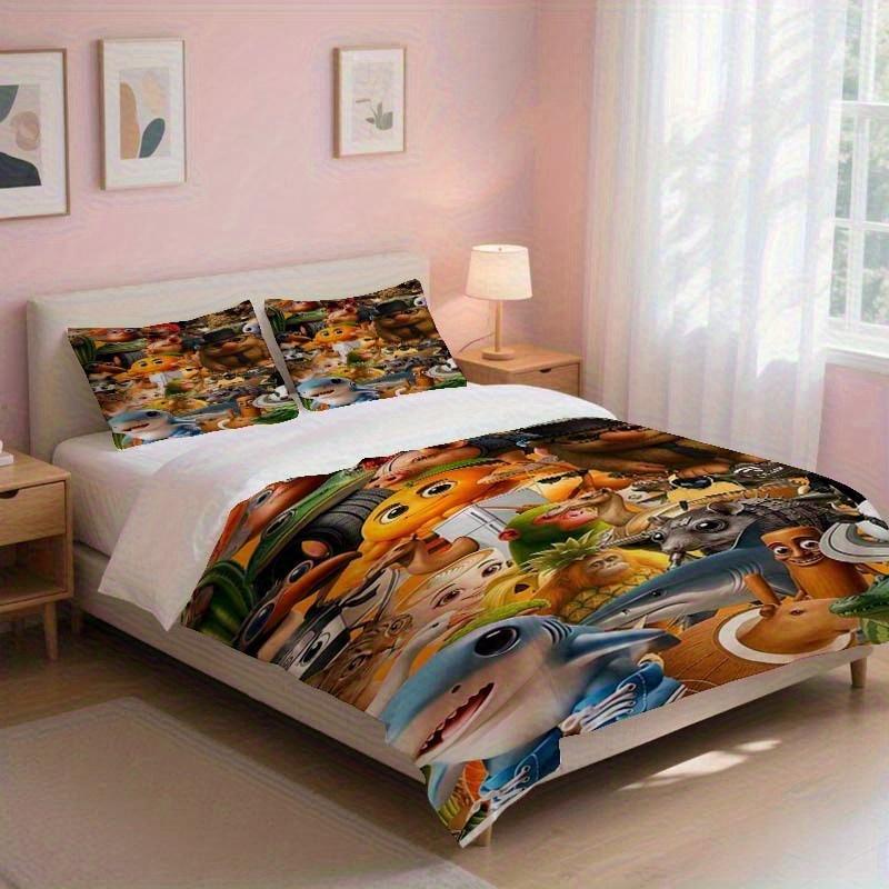 Set Copripiumino Brainrot da 3 Pezzi - Lavabile per Tutte le Stagioni, Confortevole Beige Chiaro Amichevole, Adatto per Biancheria da Letto di Camera da Letto e Dormitorio