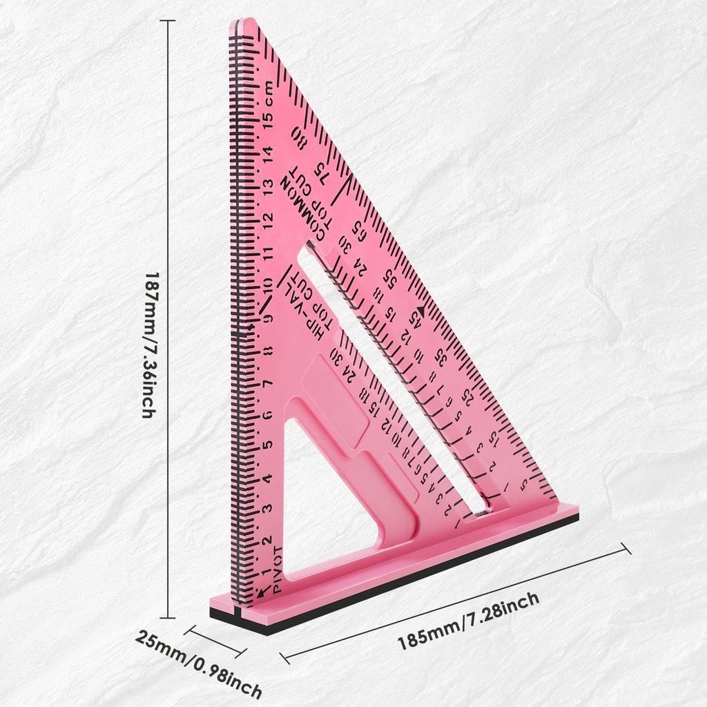 Woodworking Triangle Ruler Plastic Carpenter Square Precision Right Angle Measuring Ruler Clear Scale Square Protractor Tools