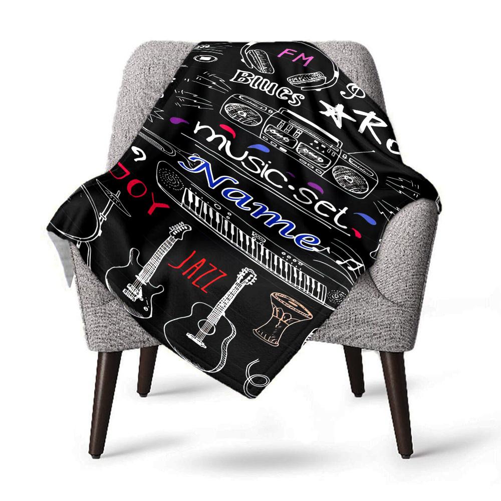 Music Theme Home Customize Your Name Blankets Comfortable Soft Lightweight Allseason Multipurpose Blanket For Picnics Sofas Offices Beds Living Rooms