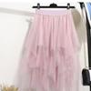 Elastic Waist Tulle Skirts Women Fashion Elastic High Waist  Mesh Tutu Skirt Peated Midi Sexy Girls Dress