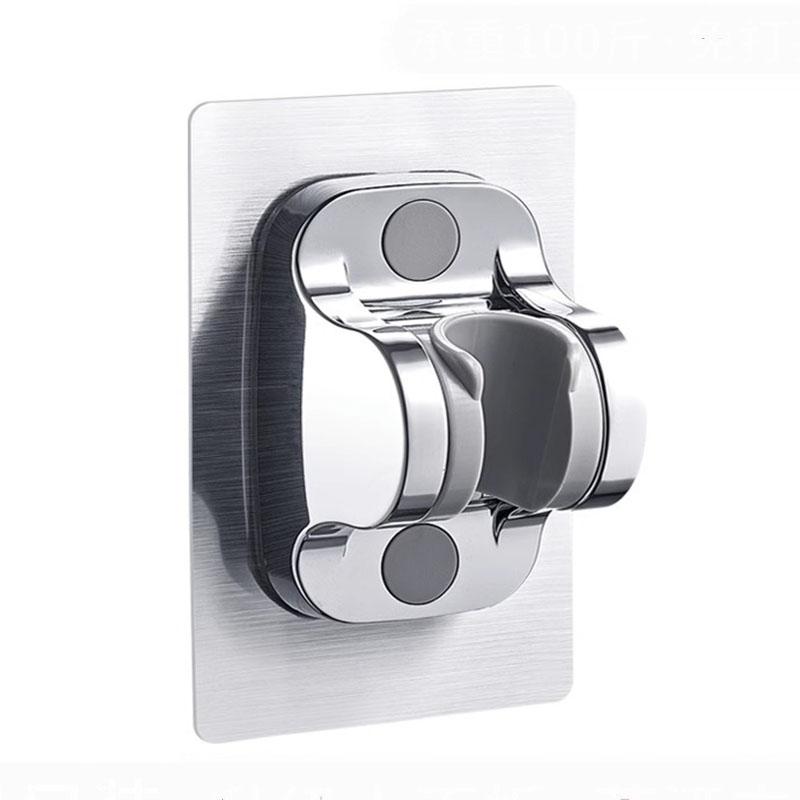 Black/Silver No Drill Showerhead Bracket Universal Shower Head Holder Adjustable Wall Mounted Holder for Bathroom Accessories