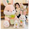 Cute White Bunny Plush Toy Soft Stuffed Animal Doll For Girls