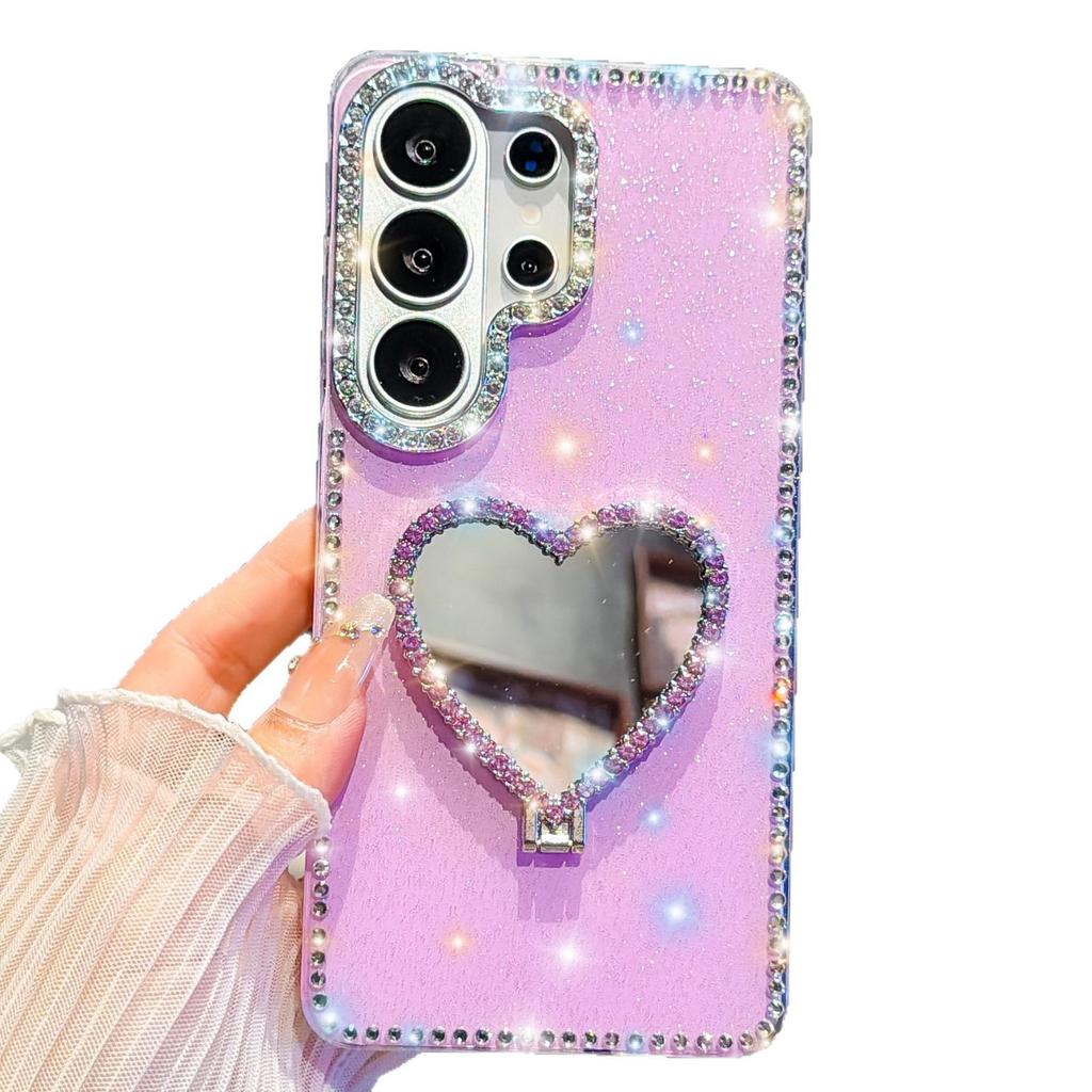 Flash diamond IMD Samsung S11Ultra mobile phone case A11 love mirror holder S11 anti-drop protective case hard