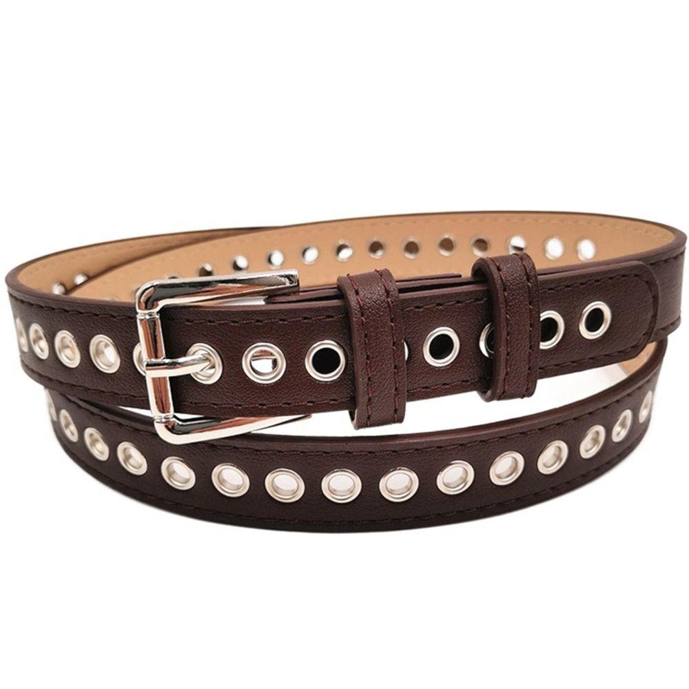 Jeans For Men Trousers Fashion Circle Pin Buckle Waist Strap Waistband PU Leather Belt Waist Belt