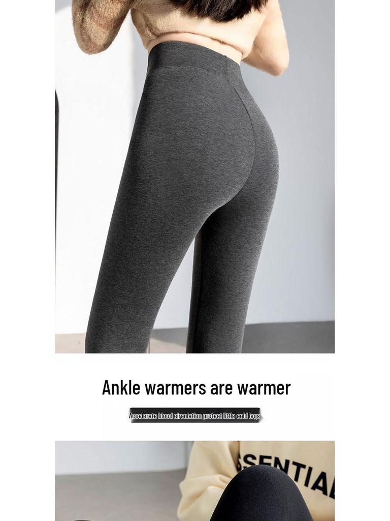 Extra Thick High Waist Women's Lambswool Fleece Leggings with Knee Pads