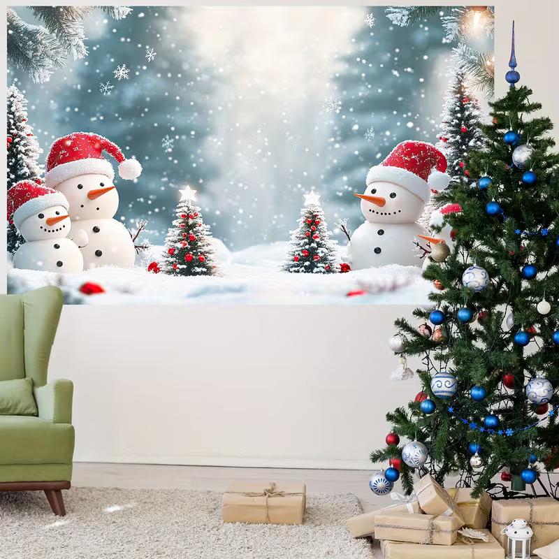 2D Christmas Snowman Backdrop Winter Wonderland Studio Photography Background