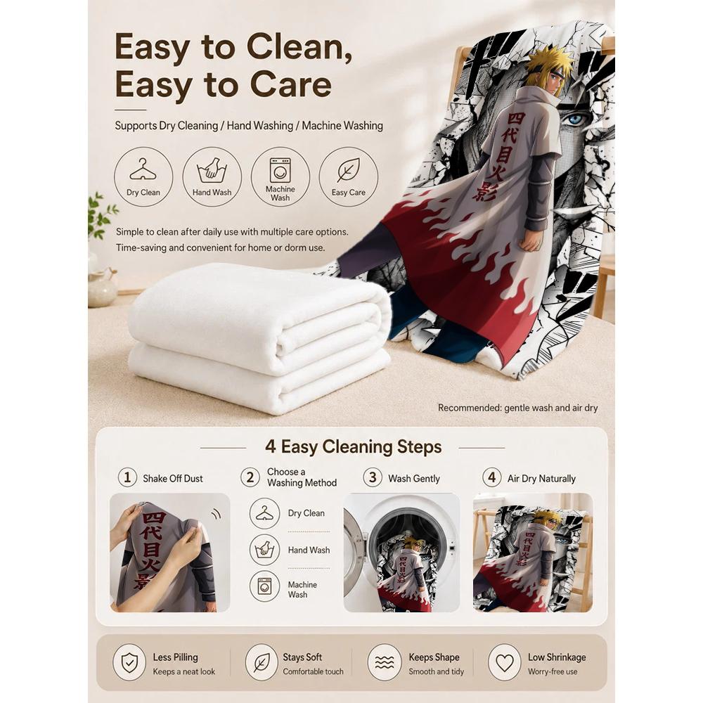 Legend Fourth Hokage Cartoon Anime Blanket Skinfriendly Soft Fleece Blanket For Living Room Bedroom Gaming Room Home Party Decor Memorial Gift