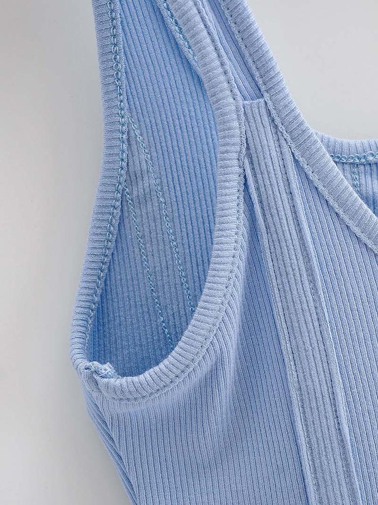 Fishbone Thread Safari-Stil-Weste, unregelmäßiges Hemd mit Hakenboden für Frauen, quadratischer Ausschnitt, sexy, ärmellose Tops