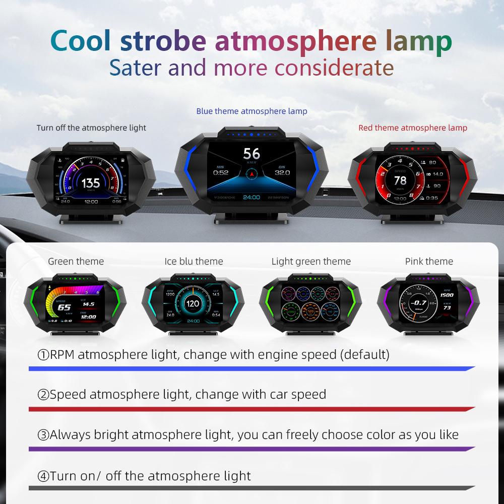 Car OBD Head Up Display HUD Speedometer Water Temp Fuel Consumption Slope Meter