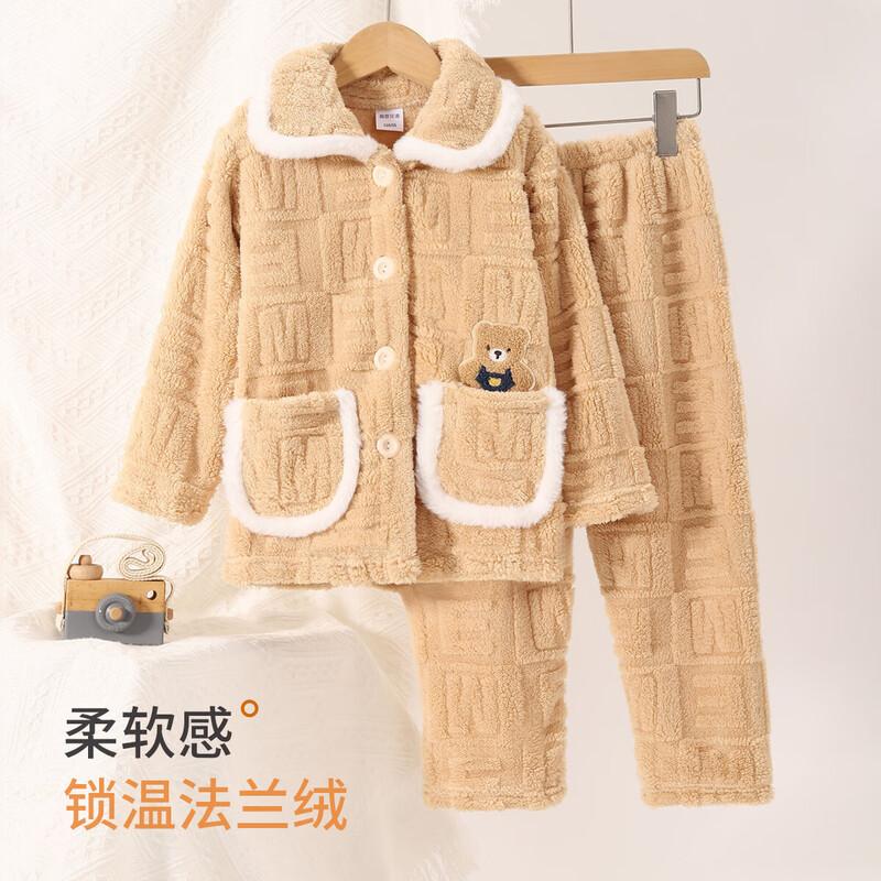 Boys  Warm Coral Fleece Flannel Pajama Set 110