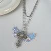Stilvolle Punk-Schlüsselbein-Kette mit Kreuz-Anhänger Stabile Legierung Retro-Stile Modeaccessoire