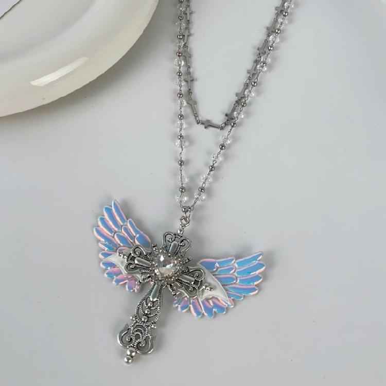 Stilvolle Punk-Schlüsselbein-Kette mit Kreuz-Anhänger Stabile Legierung Retro-Stile Modeaccessoire