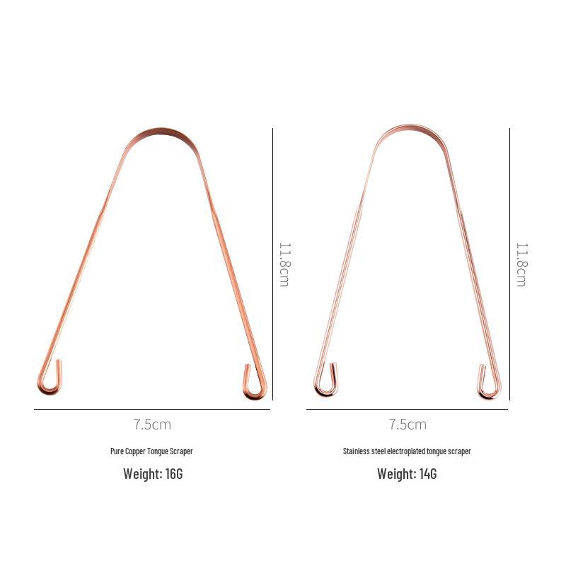 Pure Copper U-Shaped Tongue Scraper - Bad Breath Remover & Oral Care Tool