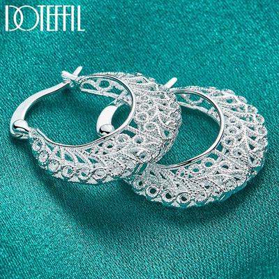 Boucles d'oreilles à motif ajouré en argent Sterling 925, bijoux à la mode