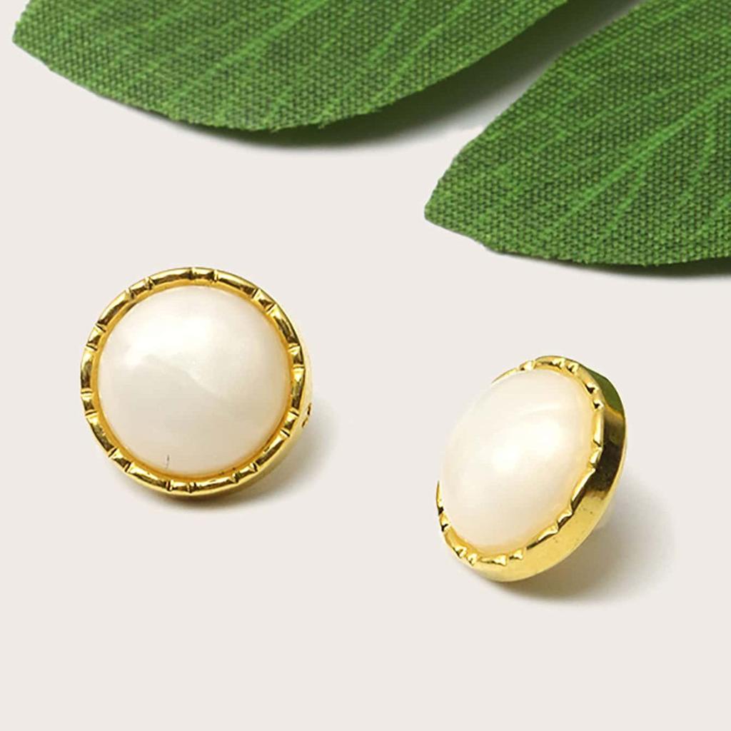 10pcs/Set White Black Color Pearl Shank Buttons Metal Back 15mm Diameter Sewing Buttons For Clothing Dress DIY Decoration