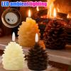 1 Stück batteriebetriebene LED-Kerze in Form eines Tannenzapfens, 3D-Tannenzapfen-Imitation, flammenlose Kerze für Weihnachtstisch- und Kamindekoration