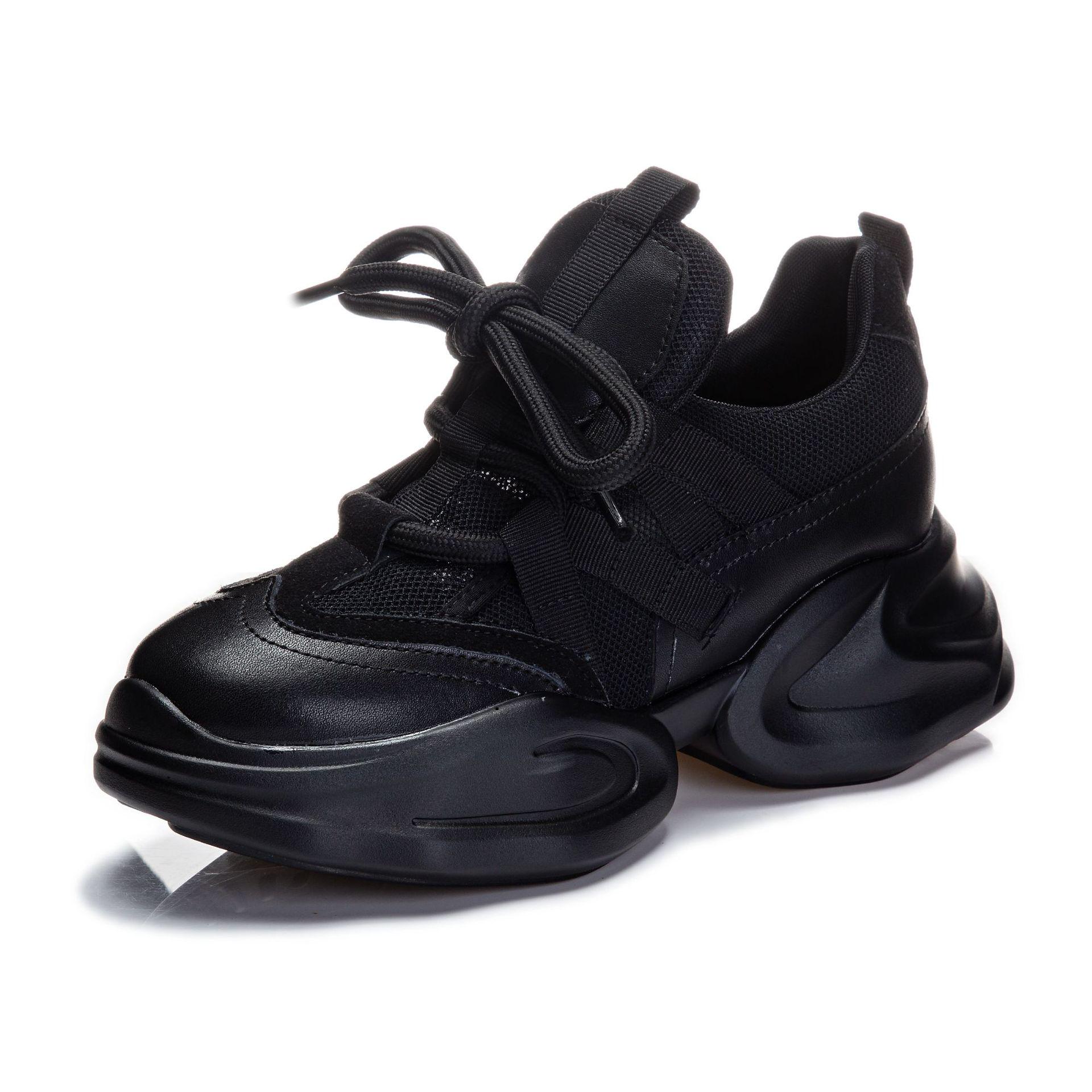 

Женские модные кроссовки Dad Sneakers на толстой подошве, увеличивающие рост, 2024 года — новые весенние повседневные туфли на платформе из коровьей кожи Size 37