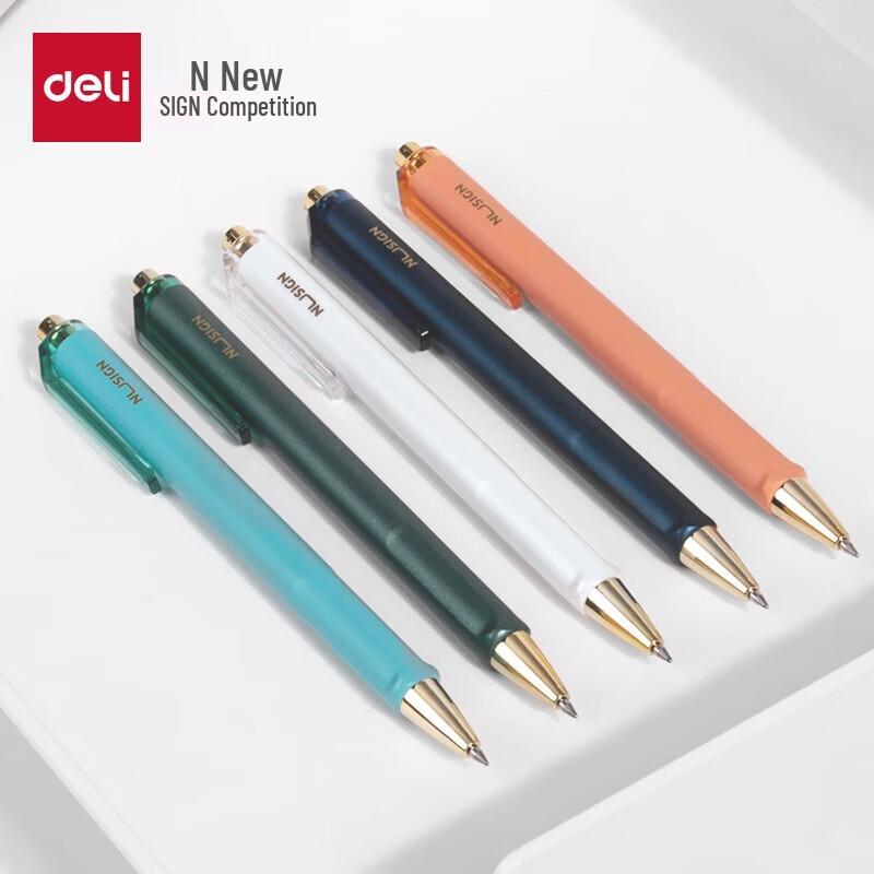 Deli NUSIGN Frosted Retractable Gel Pen - Black (10-Pack)