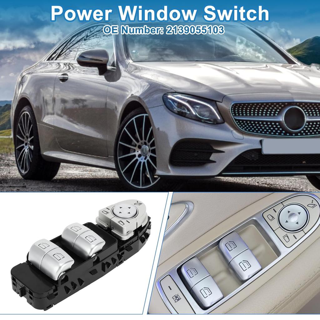Power Window Switch for Mercedes-Benz E-Class W213 W238 No.2139055103 Window Control Switch ABS Brown Front Driver Side