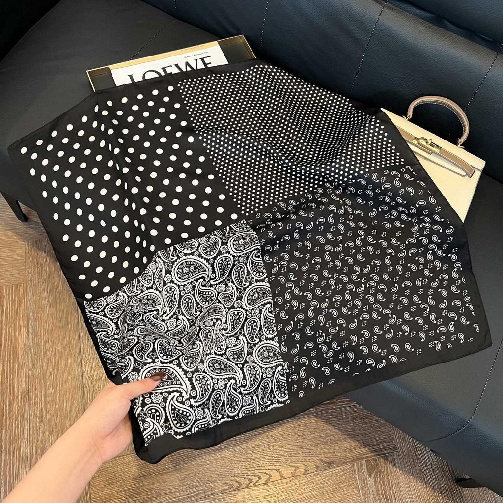 Luxury Paisley Square Scarf Women Print Satin Neckerchief Spring Hair Band Foulard Bandana Echarpe Tie Shawl Wraps