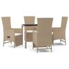 VidaXL Ensemble à manger de jardin avec coussins 5pcs Beige poly rotin, ensemble de salle à manger, ensemble de salle à 3157577