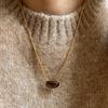 Gold-Plated Tiger Eye Pendant Necklace with Retro Chain Design