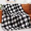 Throw Blanket Orange Black Buffalo Plaid Checked Pattern Cozy Bed Couch Blankets Halloween Holiday Party Decor Gift Blanket