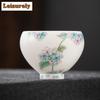 Sheep Fat Jade White Porcelain Teacup Handmade Porous Roasted Tea Bowl Personal Master Cup Meditation Cup Mugs Kung Fu Teaware