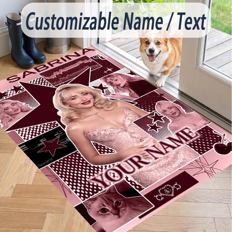 Custom Text Sabrina Carpenter Pattern Floor Rug Soft Indoor Carpet Mat Living Room Bedroom