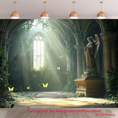 2D Gothic Church Angel Backdrop for Mystical, Bridal & Engagement Shoots